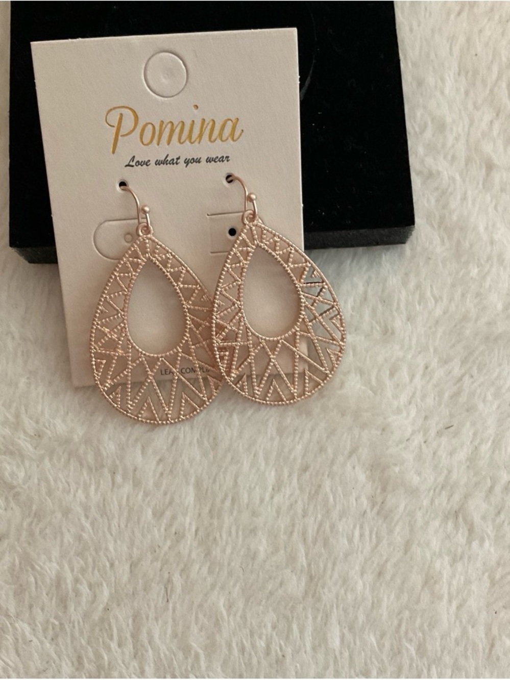 Pomina Rose Gold Filigree Teardrop Earrings